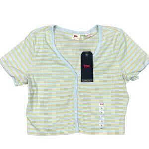 Levi's Women's Short Sleeve V-Neck Cropped Gema T-Shirt - Size Large - NWT